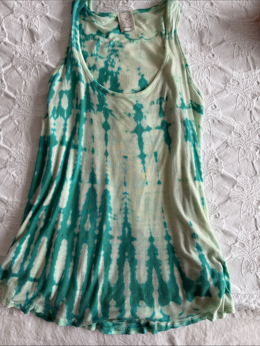 Ella Moss Aqua & Mint Tie-Dye Scoop Tank